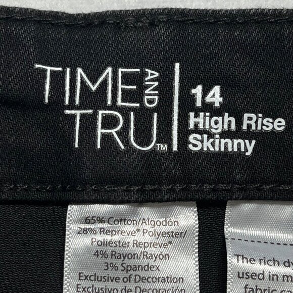 Time And Tru Women's High Rise Stretch Skinny Black Jeans Size 14 NWT - Picture 6 of 11